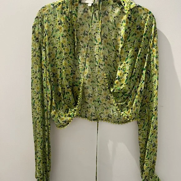 Favorite Daughter The Lover Wrap Top Floral Viscose Chiffon Blouse Size S - Picture 5 of 9